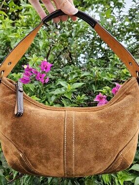 Vintage Coach Soho Brown Suede Hobo Bag 9503 Y2K Brass Buckle